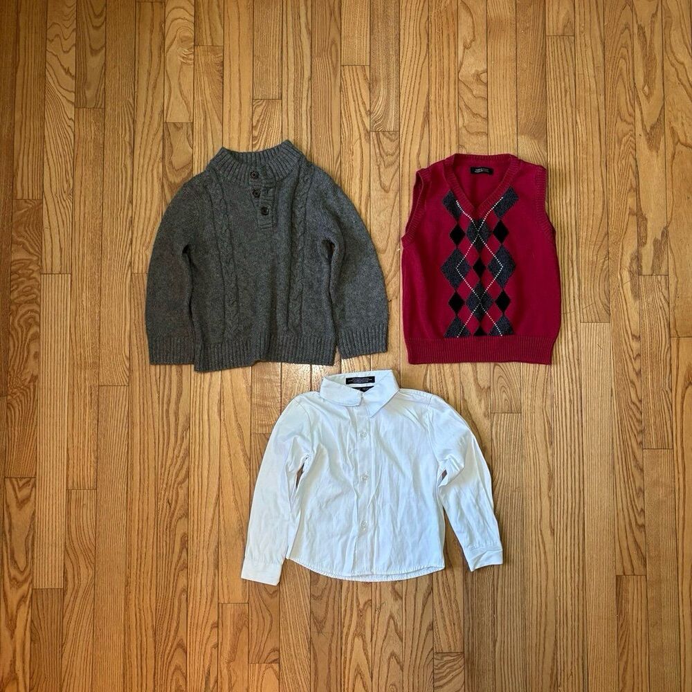 Boys tops set formal wedding guest holiday party fall winter red white gray kids
